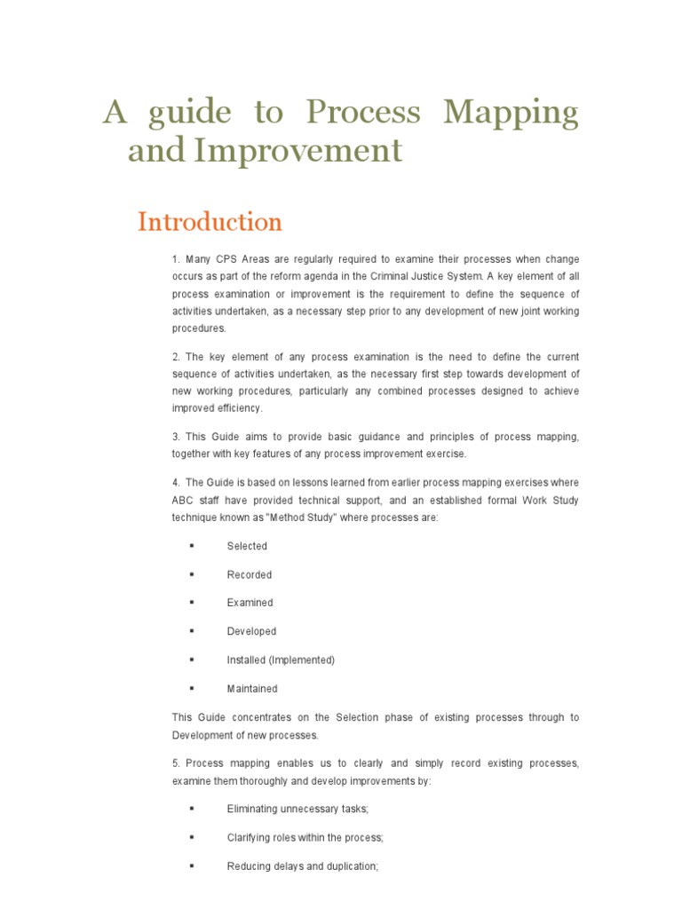 A Guide To Process Mapping and Improvement | PDF | Understanding | Police