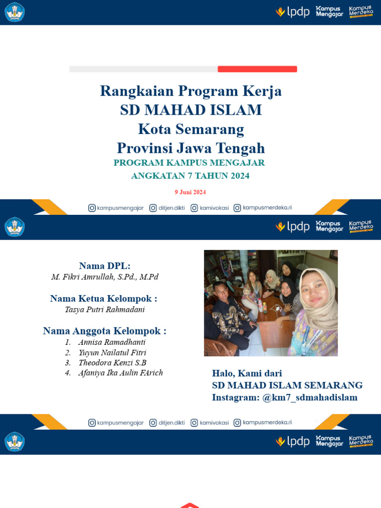PPT RANGKAIAN PROGRAM KERJA KM 7 SD MAHAD ISLAM | PDF