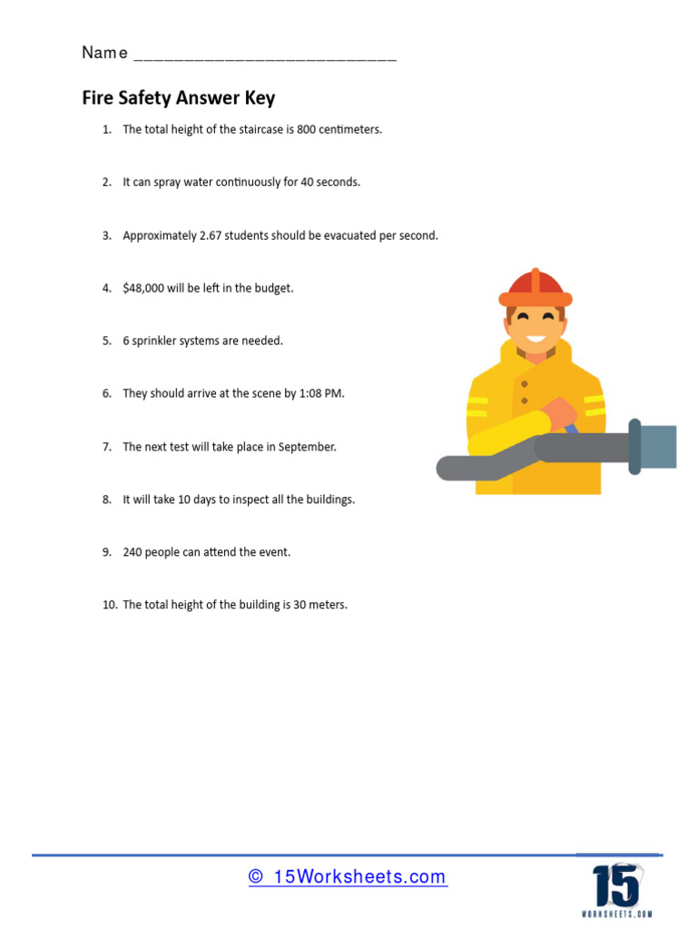 Fire Safety Worksheet Answer Key | PDF