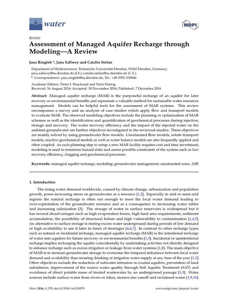Water 08 00579 | PDF | Groundwater | Aquifer