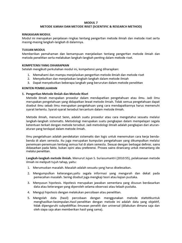 Metode Ilmiah dan Riset Ilmiah | PDF