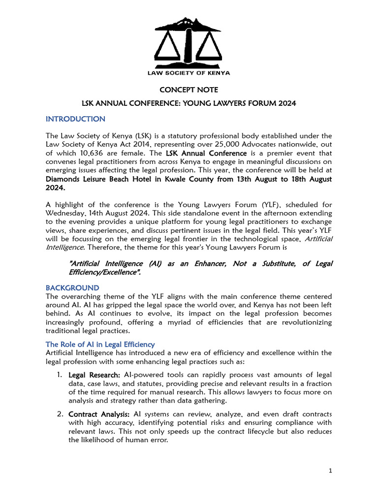 CONCEPT NOTE - LSK Conference - Young Lawyers Forum 2024-1 | PDF ...