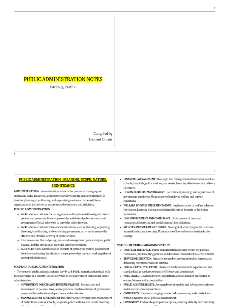 Public Administration | PDF | Governance | Public Administration