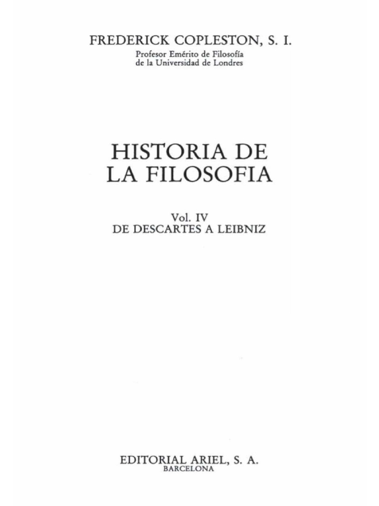Historia de la filosof a iv de descartes a leibniz copleston m du