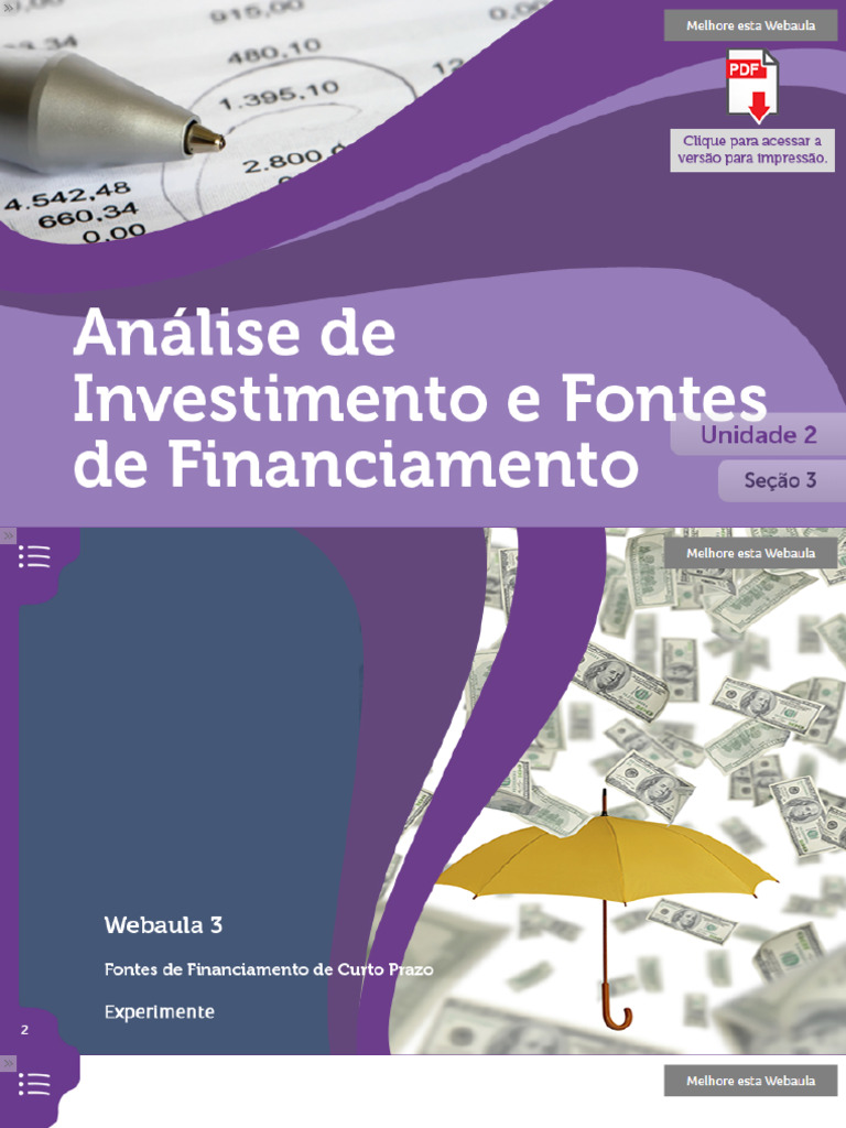 Análise Investimentos Fontes Financiamento U2-S3 - OK | PDF