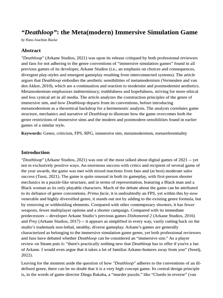  deathloop the meta modern immersive simulation game pdf