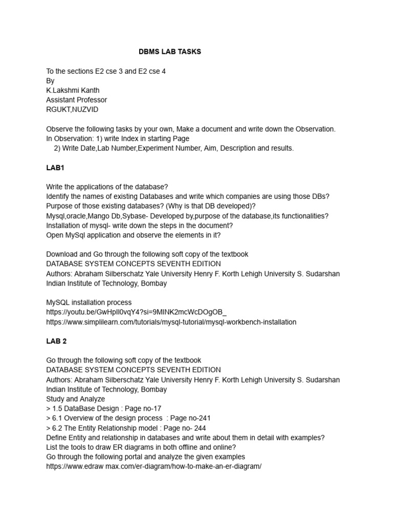DBMS LAB - SEM1 - Ay2024-25-1 | PDF