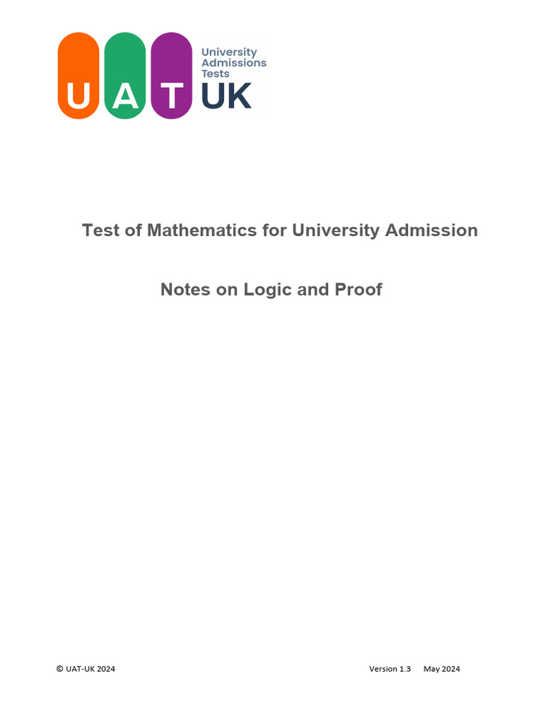 TMUA Mathematics Logic and Proof Guide | PDF | If And Only If ...
