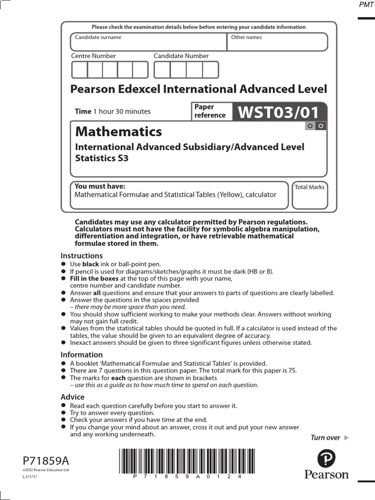 Statistics S3 Exam Paper Guide | PDF | Sampling (Statistics ...