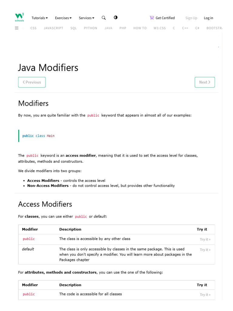 Java Modifiers | Download Free PDF | Inheritance (Object Oriented ...