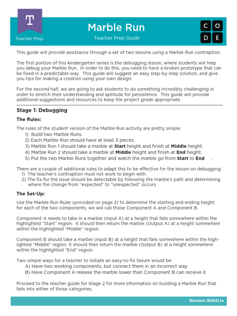 Marble Run Lesson Plan Guide | PDF