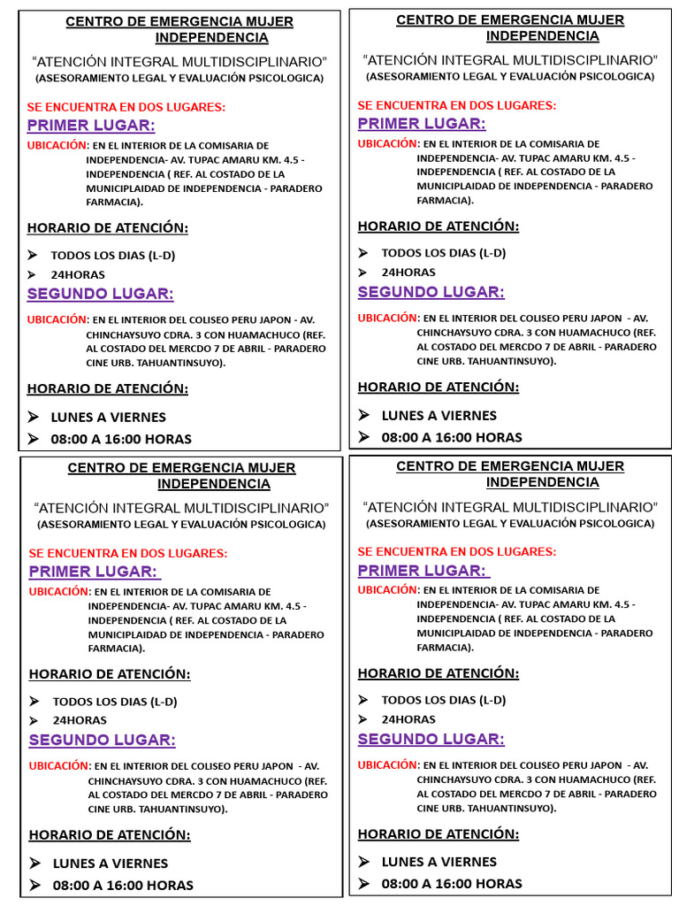 Centro de Emergencia Mujer Independencia | PDF