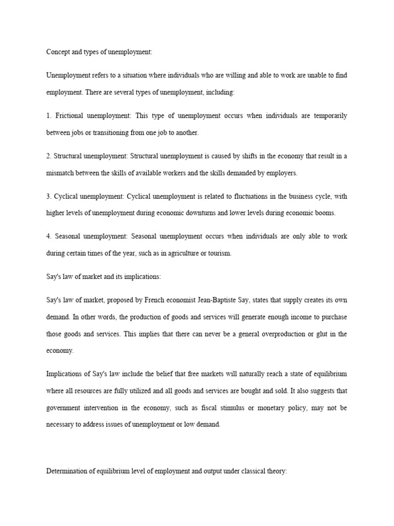 Concept And Types Of Unemployment PDF Unemployment Economics