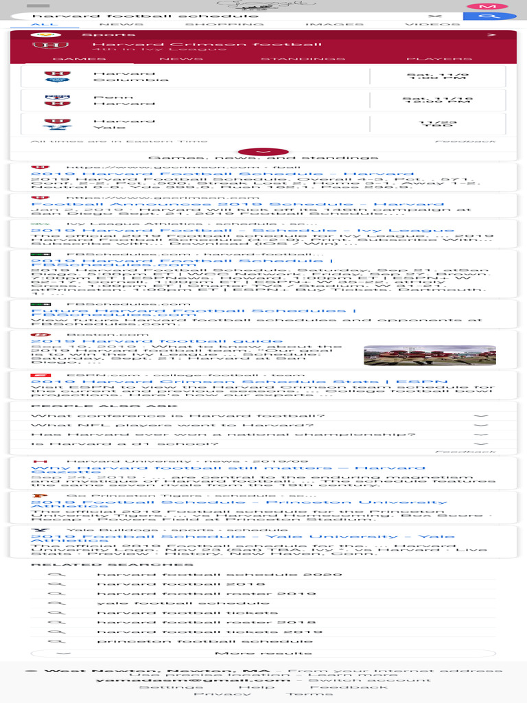 Harvard football schedule google search pdf ivy league college