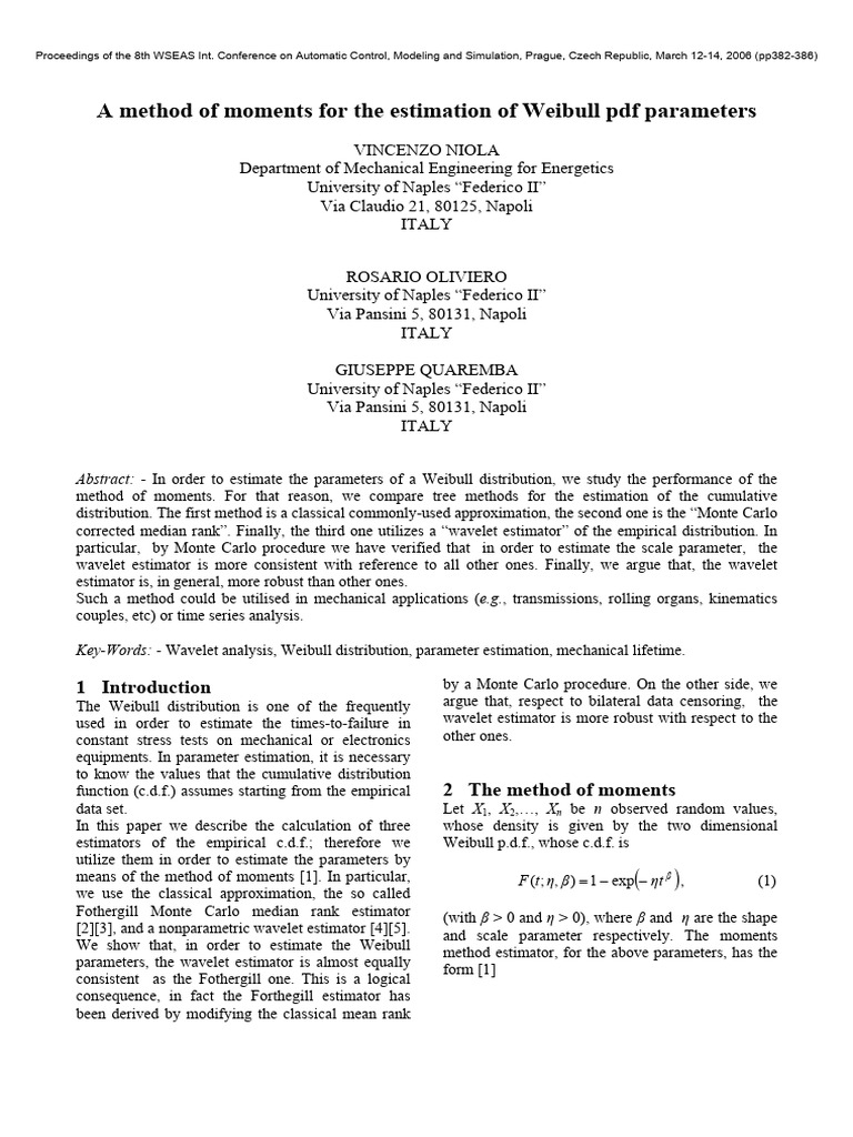 A Method of Moments For The Estimation o | PDF | Estimator | Wavelet