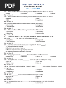 TIẾNG ANH 9 FRIENDS PLUS - UNIT - 1 - TEST - 2 KEY