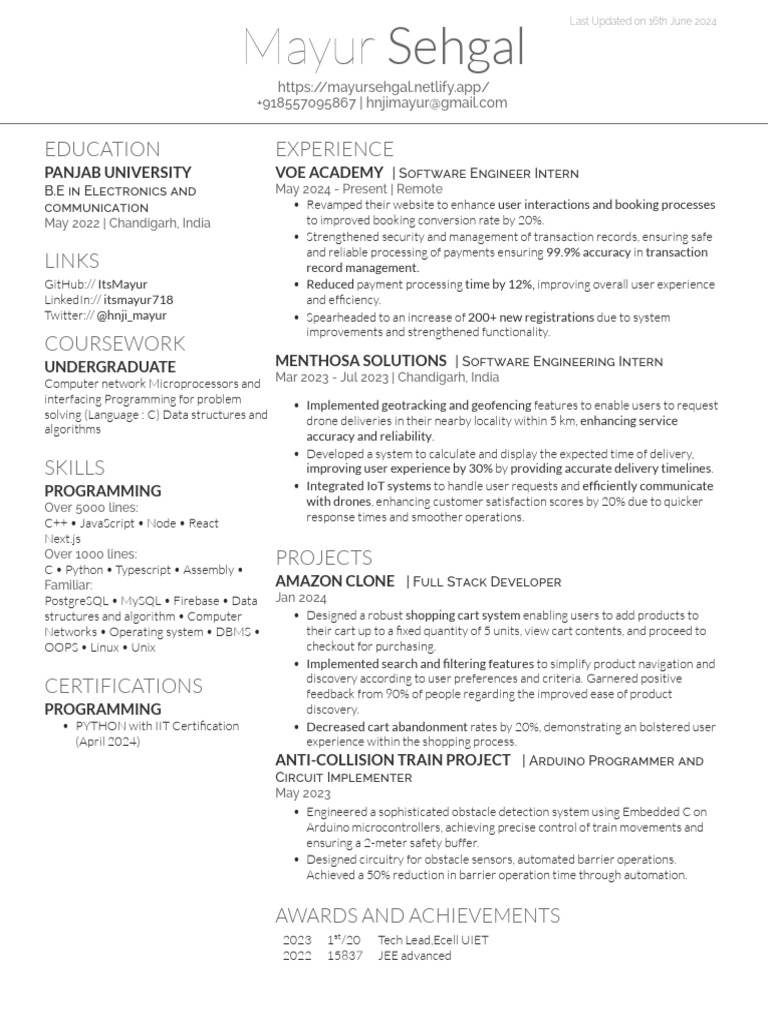 Sample CV | PDF | Automation | Computer Programming