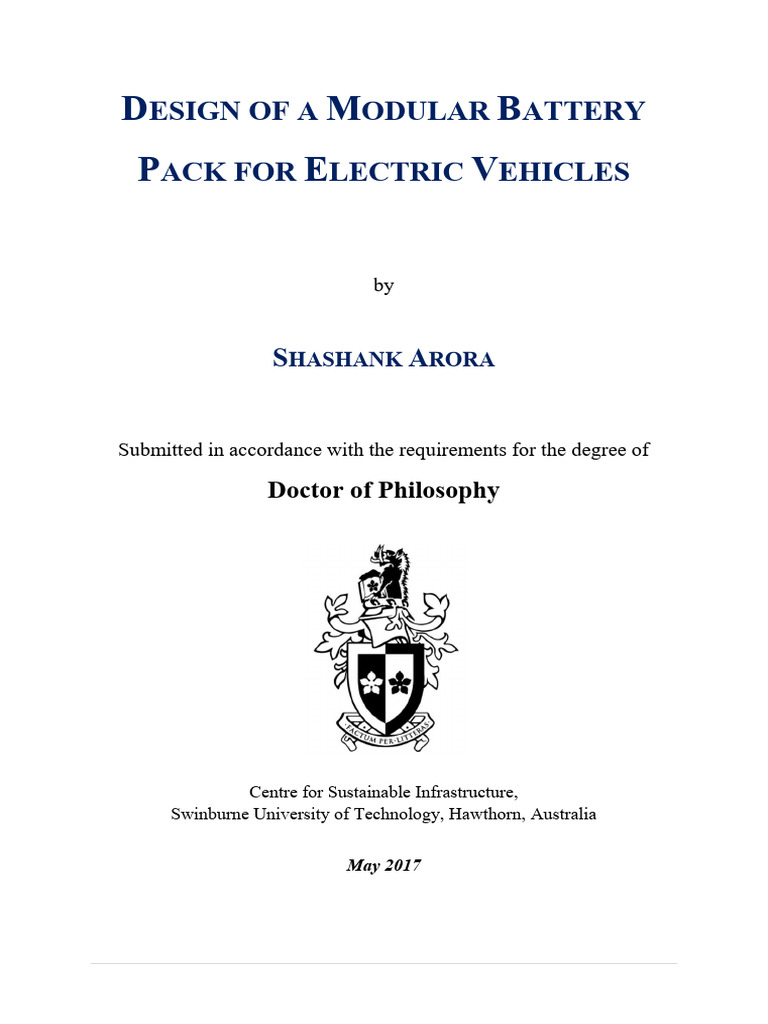 Modular Battery Pack Design for EVs | PDF | Lithium Ion Battery ...