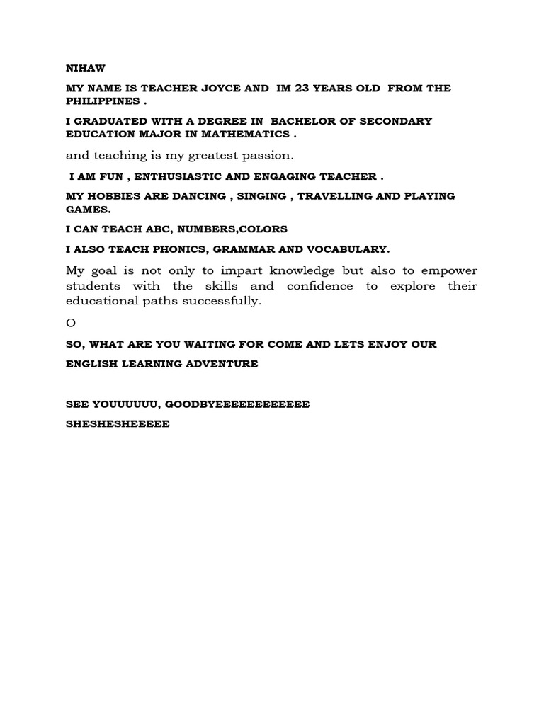 Self Intro | PDF