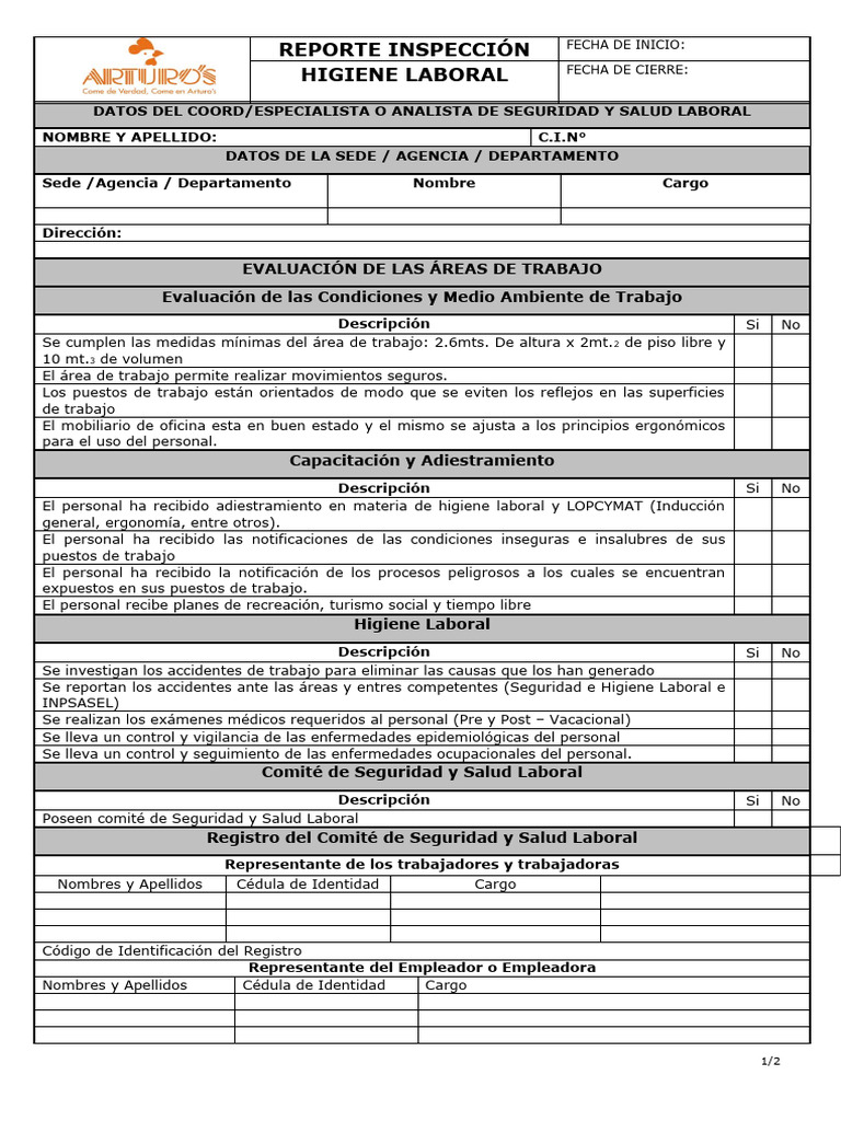Reporte de Higiene Laboral | PDF | Seguridad y salud ocupacional ...