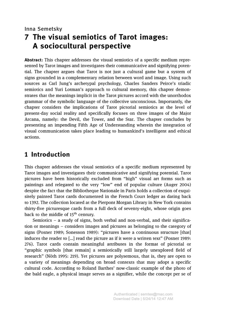 Visual Semiotics of Tarot Images | PDF | Semiotics | Shadow (Psychology)