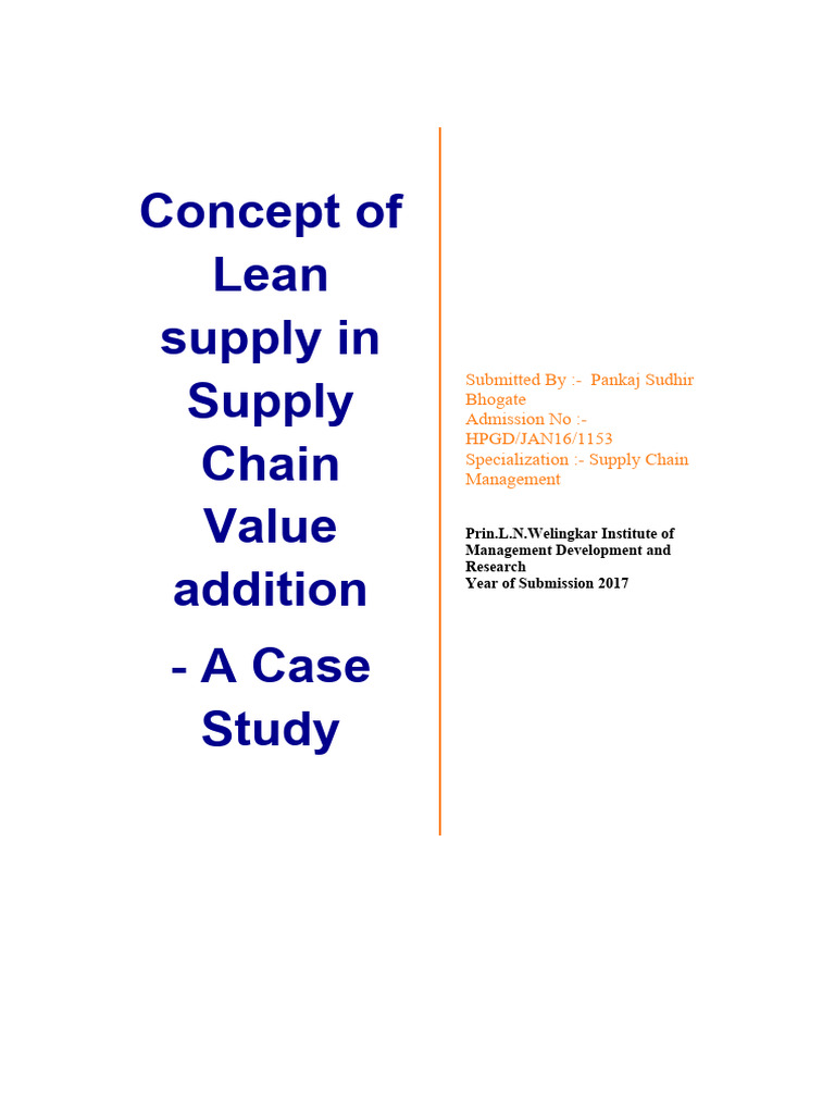 Concept of Lean Supply in Supply Chain Value Addition Case Study | PDF ...