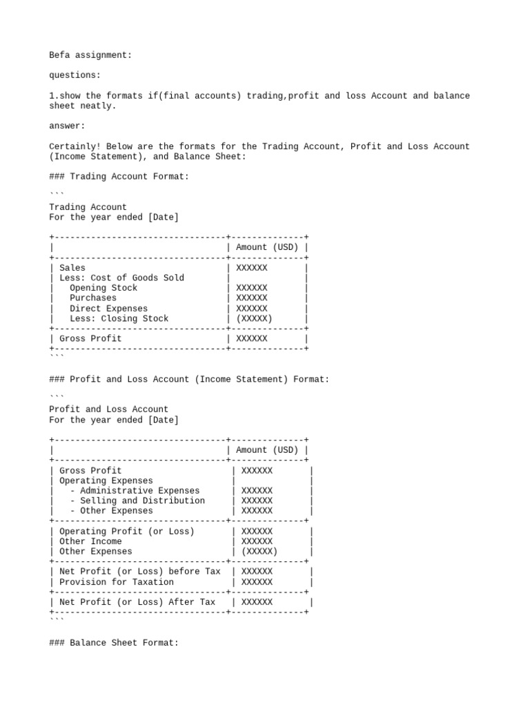 Financial Statement Formats & Accounting Principles | PDF | Debits And ...