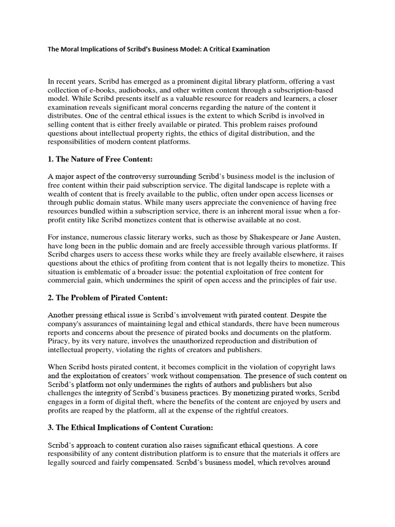 The Moral Implications of Scribd PDF Copyright Infringement