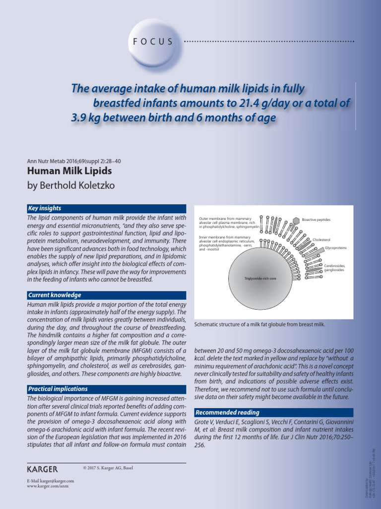 Human Milk Lipids | PDF | Breast Milk | Lipid