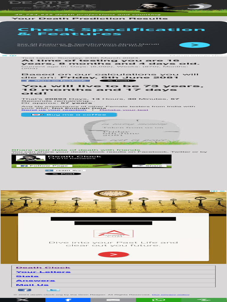 Your death clock calculator results pdf