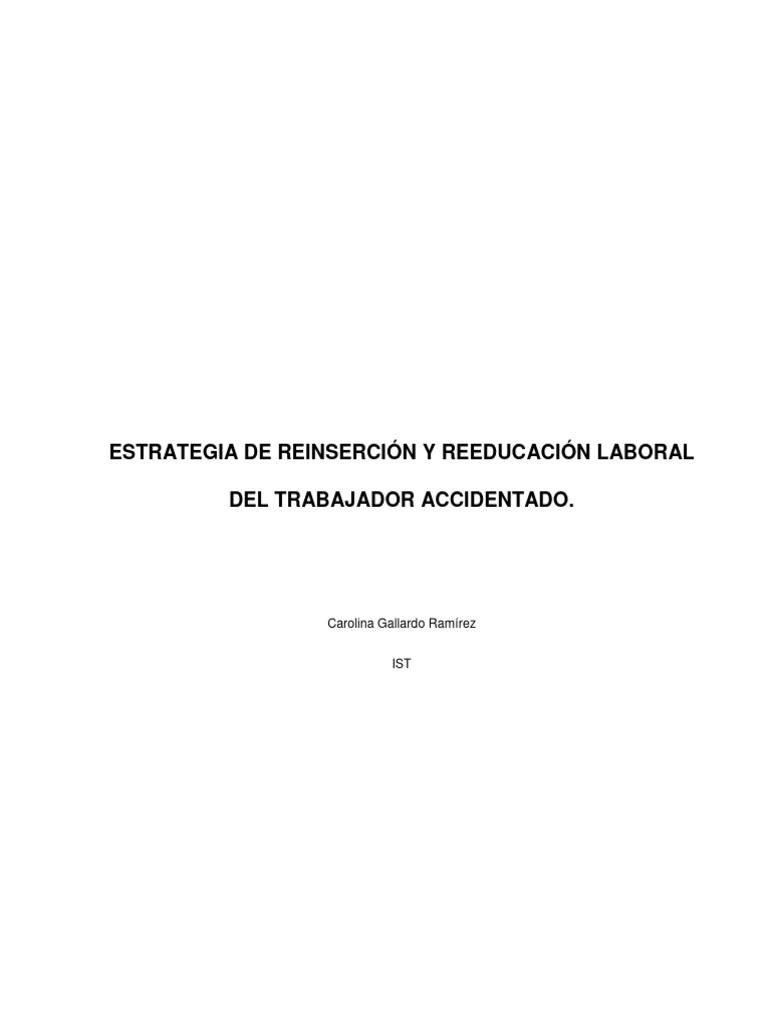 Estrategia de Reinserción y Reeducación Laboral Del Trabajador