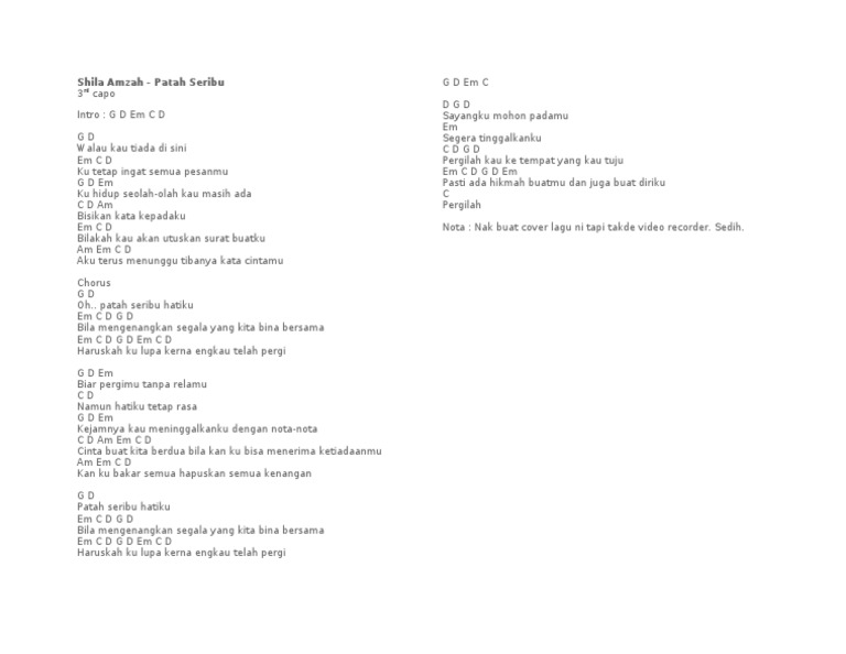 Patah Seribu Chord Pdf