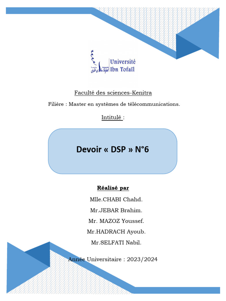 Différences des formes de transfert DSP | PDF | Filtre (électronique ...