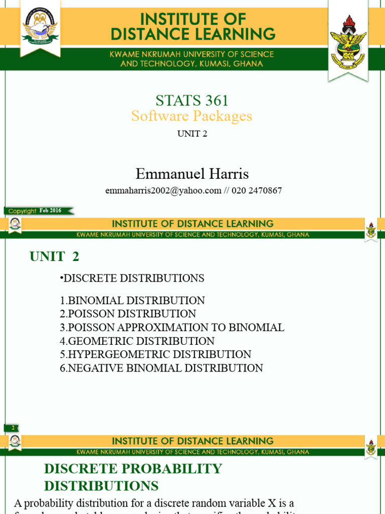 Discrete Distributions in STATS 361 | PDF | Probability Distribution ...