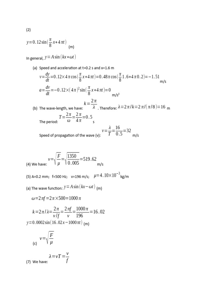 Wave Motion Calculations and Analysis | PDF | Teaching Methods ...