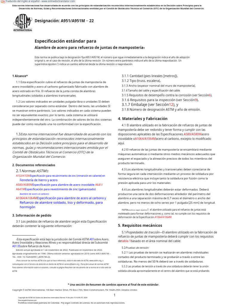 A951 A951M-22.en - Es | PDF | Cable | Soldadura