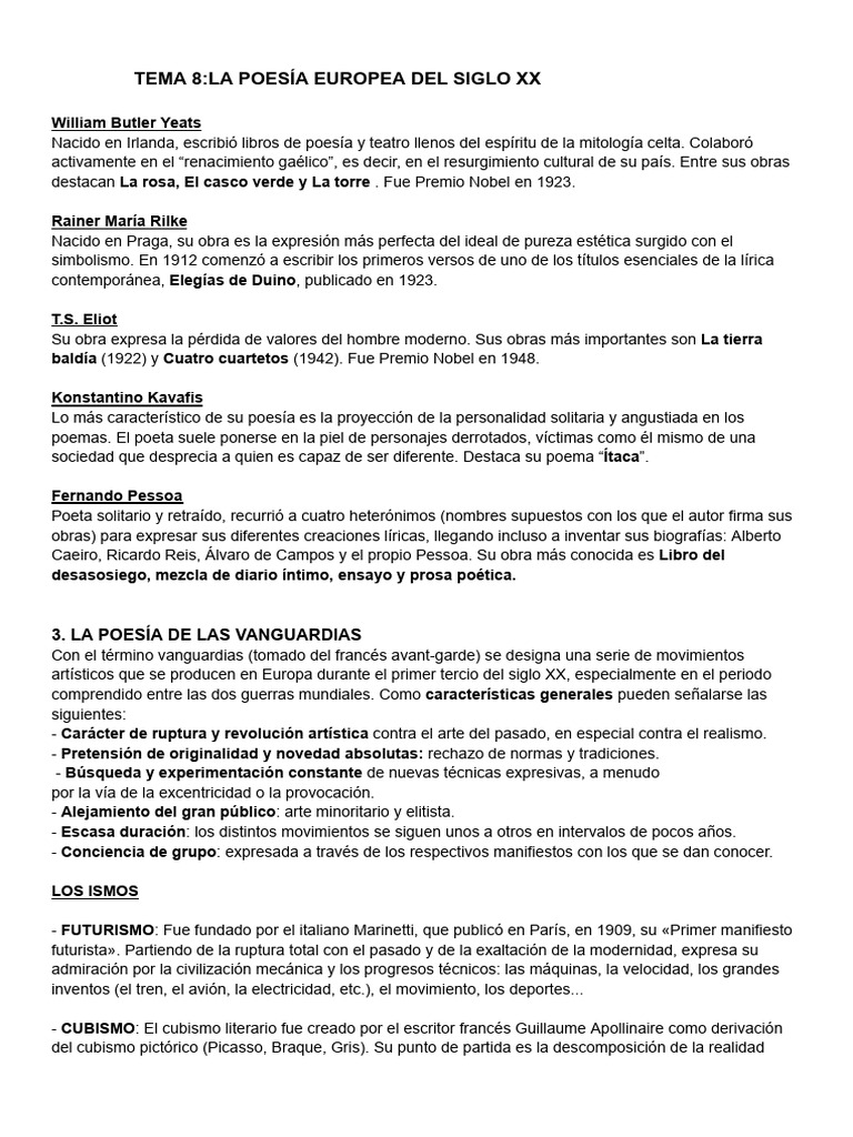 La Poesía Europea Del Siglo Xx y El Teatro Europeo | PDF | Vanguardia ...
