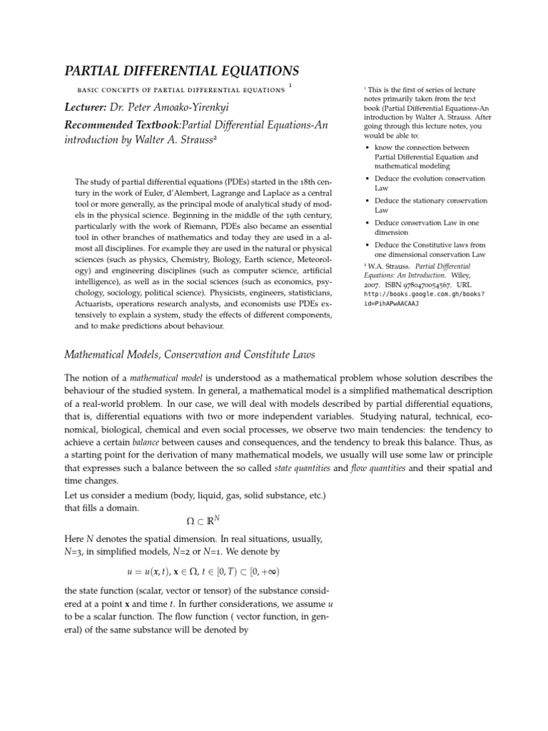 Introduction to Partial Differential Equations | PDF | Diffusion | Heat