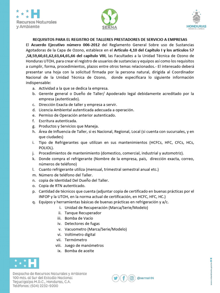 Registro de Talleres UTOH en Honduras | PDF | Negocios | Hogar ...