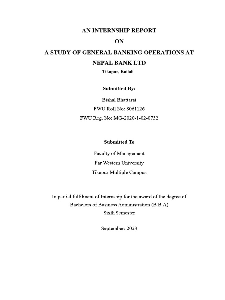 Internship Report on Banking Operations | PDF | Banks | Securities ...