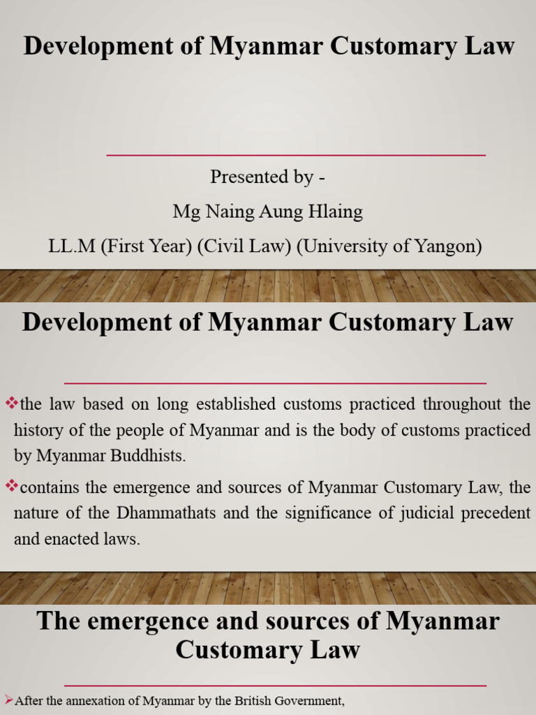 Evolution of Myanmar Customary Law | PDF | Precedent | Myanmar
