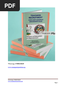 Teachers Recruitment Exam Past Questions and Answers