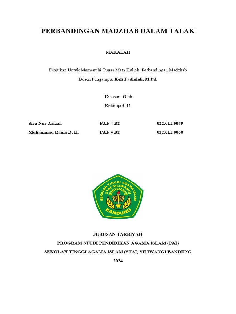 Perbandingan Madzhab Talak dalam Islam | PDF