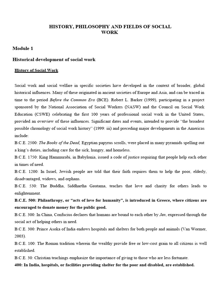History of Social Work and Welfare | PDF
