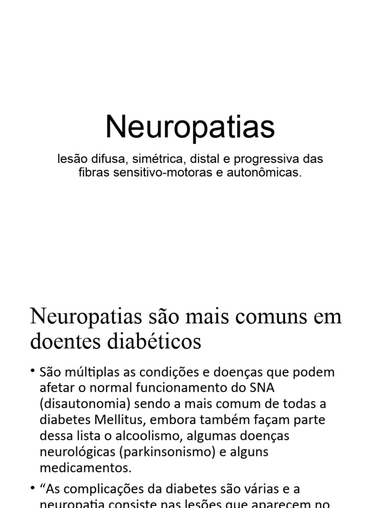 2 Neuropatias Defini es Sintomas E Estudos PDF Diabetes Nervo