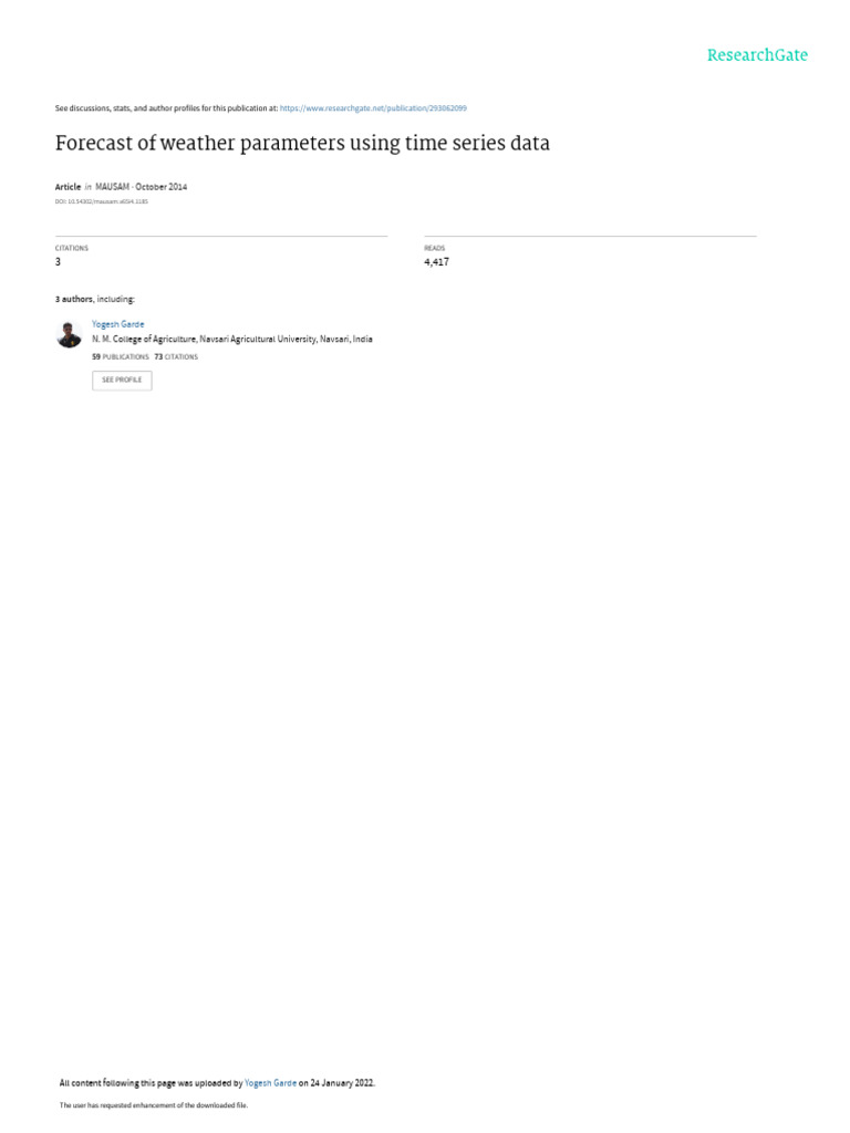 Weather Forecasting Using Time Series Data | PDF | Autoregressive ...