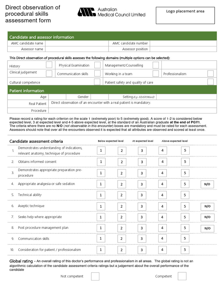 DOPS Assessment Form for Clinical Skills | PDF | Informed Consent ...