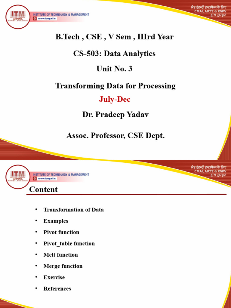Data Transformation Techniques in CS-503 | PDF | Information Management ...
