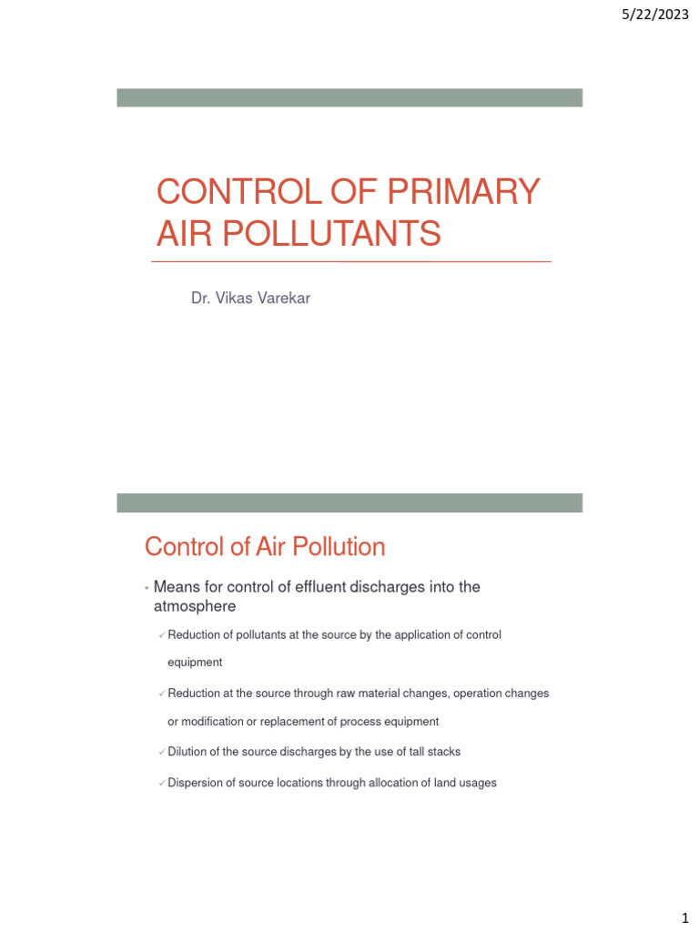 Control of Particulate Pollutants | PDF | Filtration | Particulates