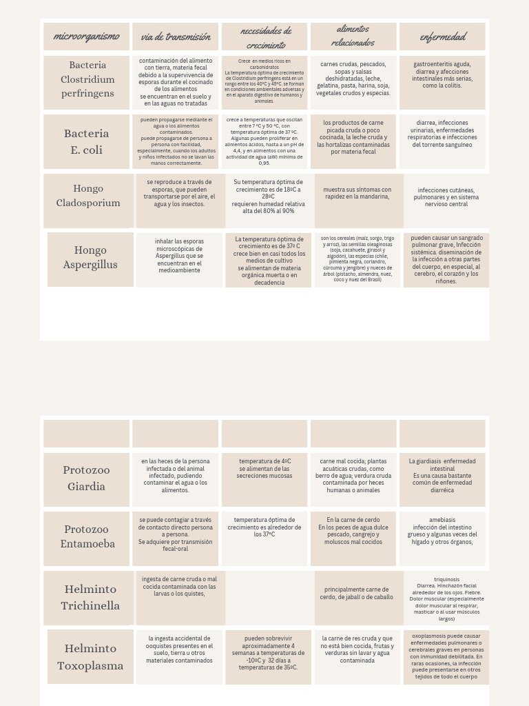 Microorganismos Que Causan ETA | PDF | Diarrea | Alimentos